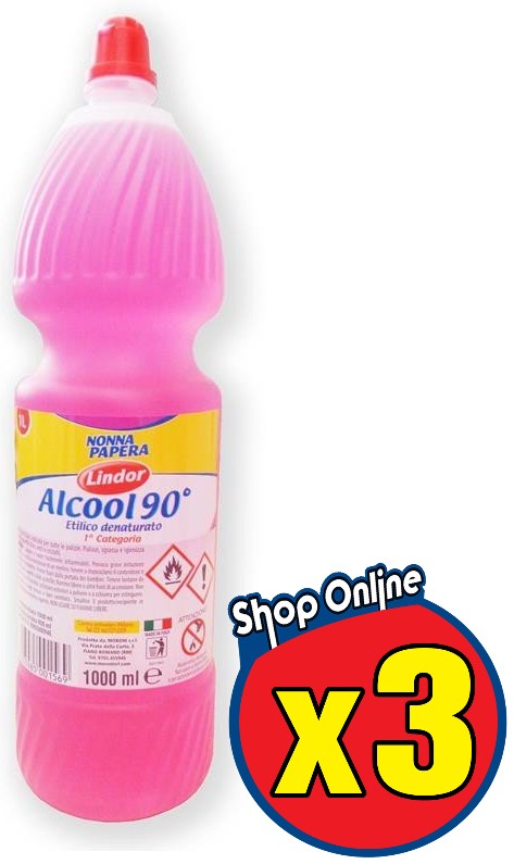 LINDOR ALCOOL ETILICO DENATURATO 90° DA 1 LT 3PZ