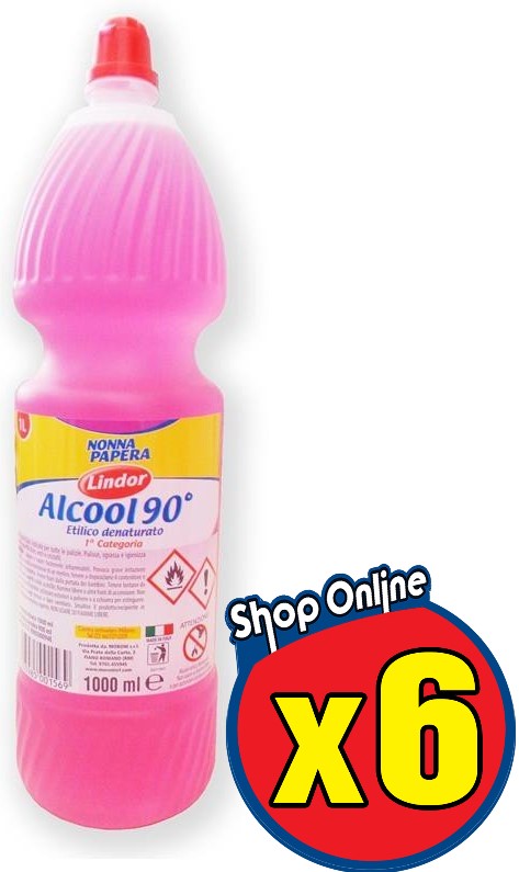 6 LINDOR ALCOOL ETILICO DENATURATO 90° DA 1 LT