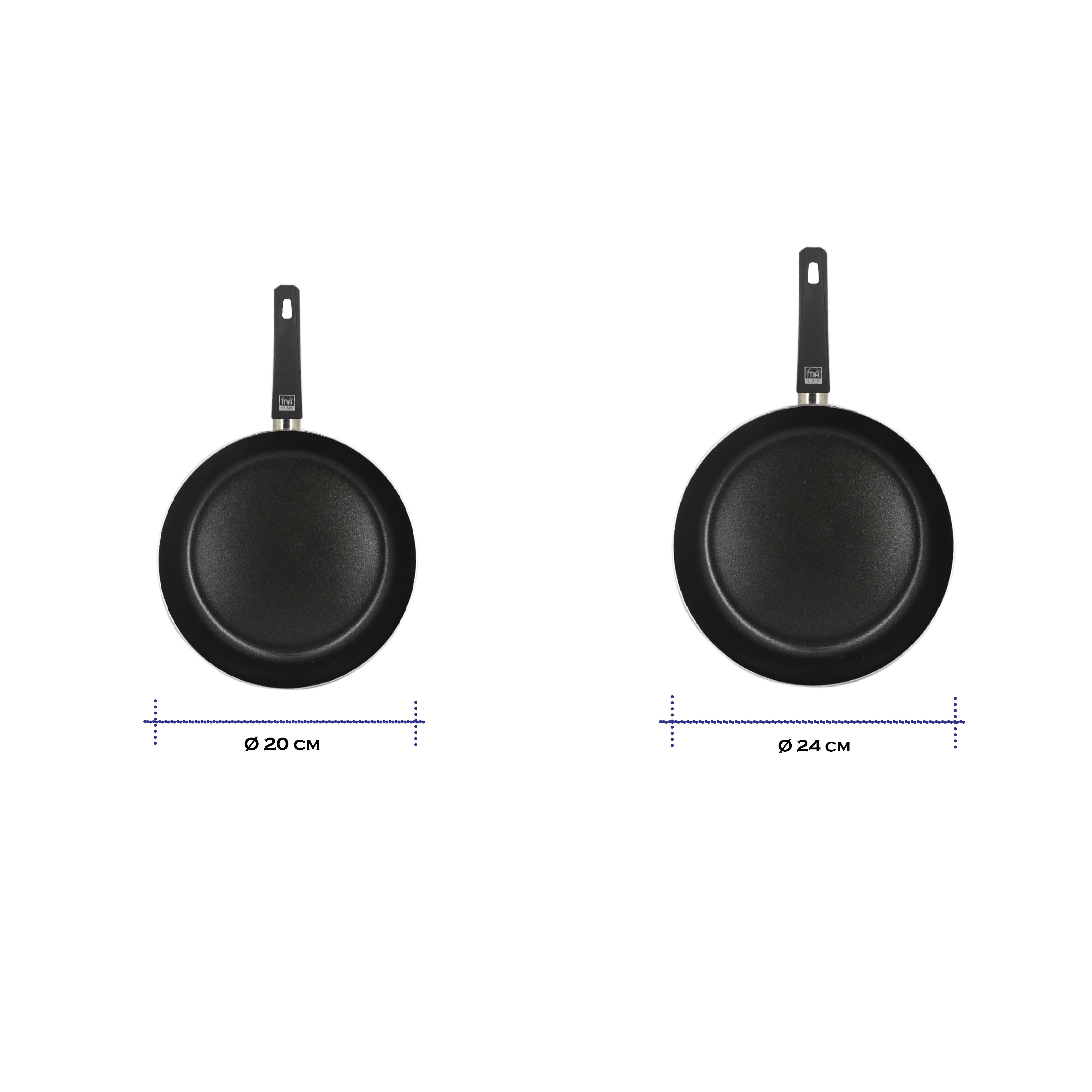 MA MAISON SET 2 PADELLE Ø 20 CM + Ø 24 CM LINEA ALESSIA SPESSORE 2.20 MM ANTIADERENTE E ANTIGRAFFIO IN ALLUMINIO