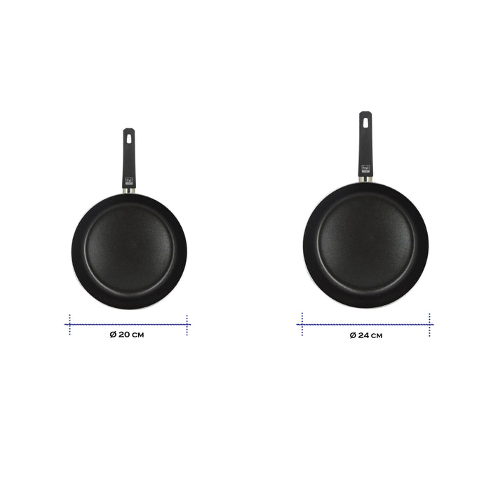 MA MAISON SET 2 PADELLE Ø 20 CM + Ø 24 CM LINEA ALESSIA SPESSORE 2.20 MM ANTIADERENTE E ANTIGRAFFIO IN ALLUMINIO