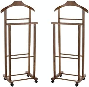 SET 2 INDOSSATORI DOPPI DA CAMERA COLORE NOCE LEGNO DI FAGGIO 43 X 33 X 105 H