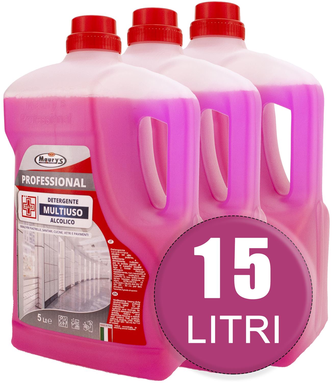 15LT MAURY'S PROFESSIONAL DETERGENTE PAVIMENTI ASCIUTTO RAPIDO IN CONF. DA 3X5LT