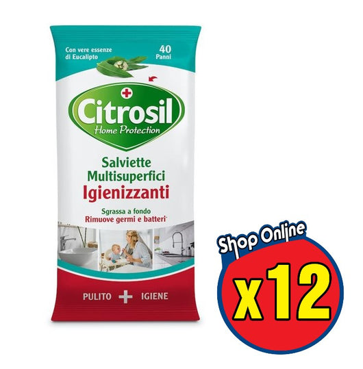 SET 12 CITROSIL SALVIETTE IGIENIZZANTI MULTIUSO UMIDIFICATE EUCALIPTO