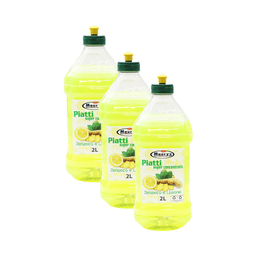 KIT SET 3 PZ MAURY'S DETERSIVO CONCENTRATO PER PIATTI LIMONE E ZENZERO 2 LT