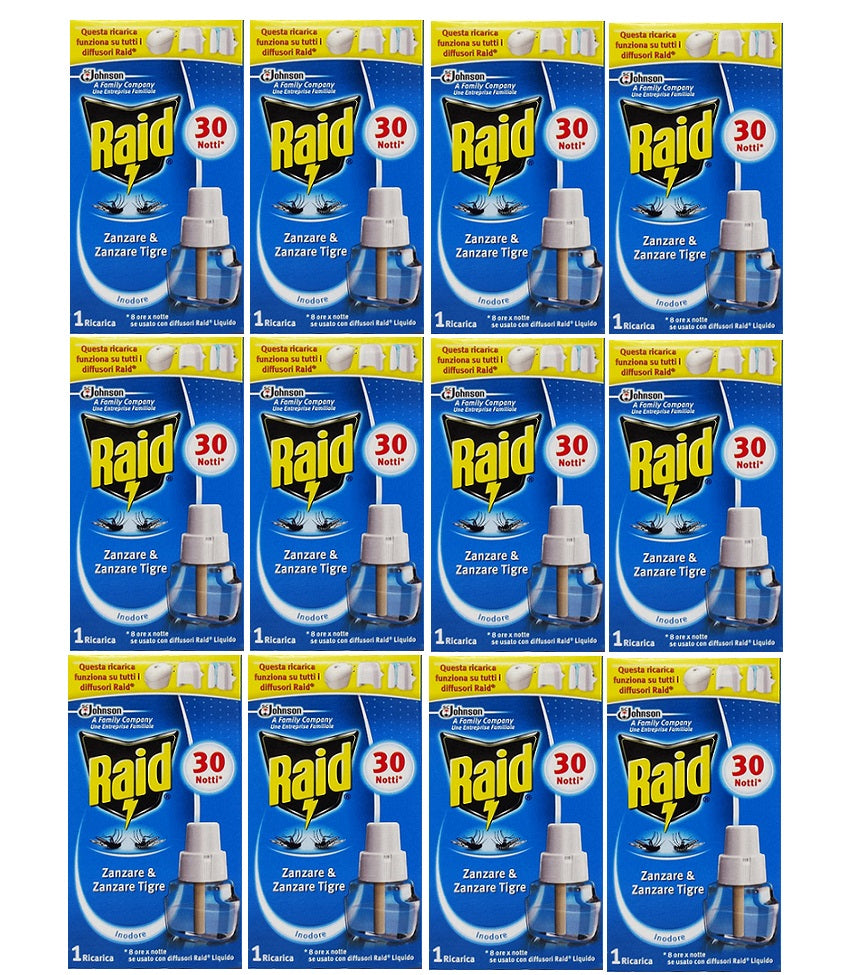 SET 12 CONFEZIONI RAID LIQUIDO PER RICARICA ELETTRICA X30 NOTTI CLASSICO