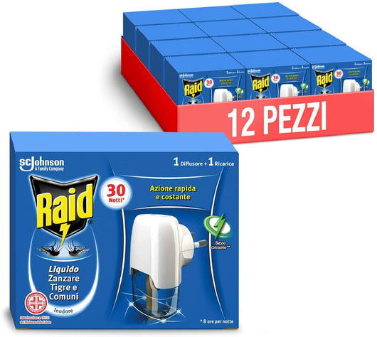 SET 12 RAID DIFFUSORE PIÙ RICARICA LIQUIDO 30 NOTTI