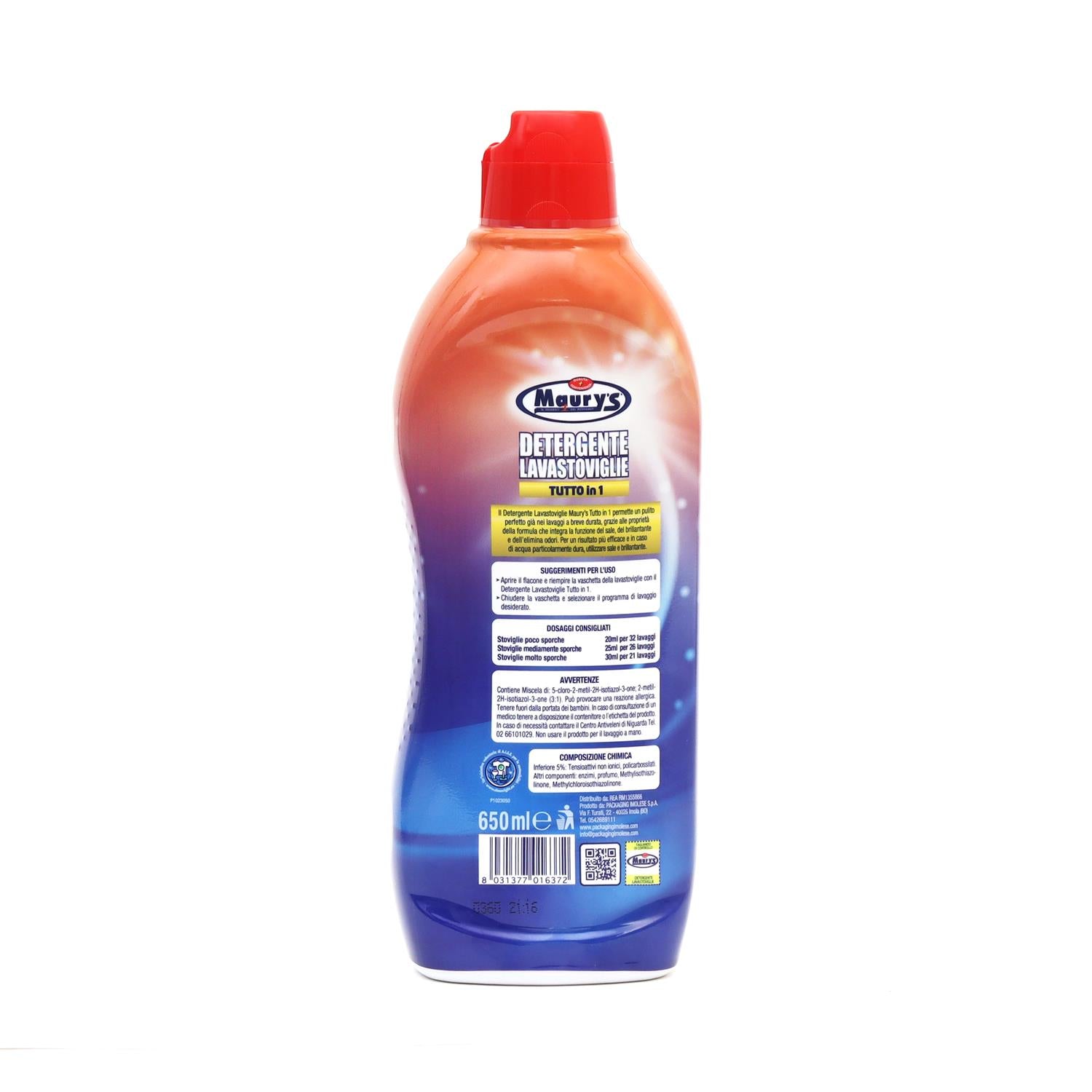 KIT SET 3 PZ MAURY'S DETERSIVO LAVASTOVIGLIE GEL 650 ML ACETO E AGRUMI