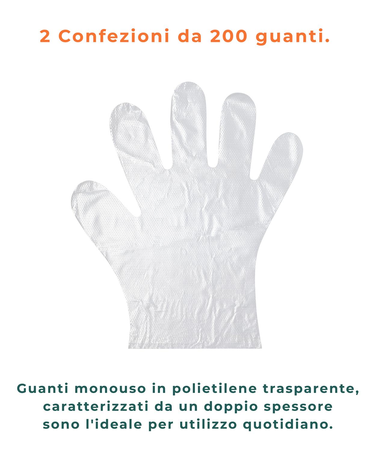 MAURY'S GUANTI MONOUSO IGIENICI IN POLIETILENE ALTA DENSITA' 400 PZ