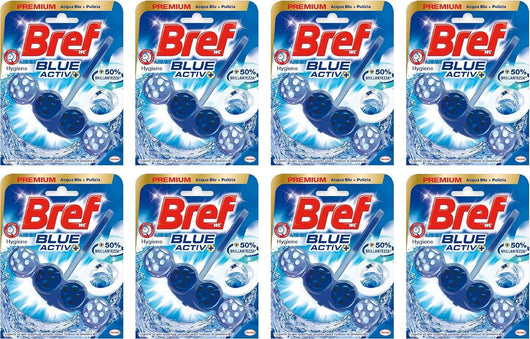 BREF SET 8 CONFEZIONI WC POWER ACTIV BLUE DETERGENTE PROFUMATORE IN PASTIGLIE IGIENIZZANTE FRESCO FORMATO 50 G