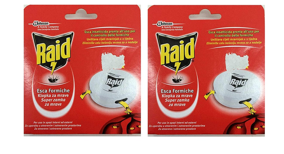 SET 2 CONFEZIONI DI RAID ESCA PER FORMICHE PRONTA ALL' USO