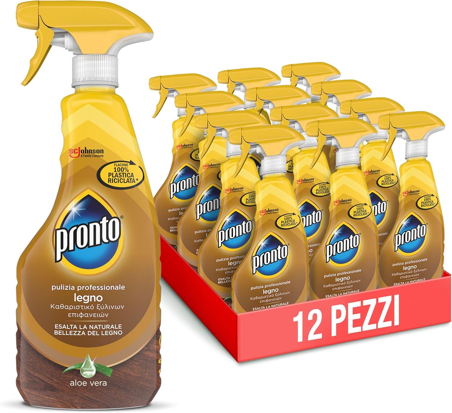 PRONTO TRIGGER PACCO DA 12 PZ LEGNO ESALTA LA NATURALE BELLEZZA DEL LEGNO FRAGRANZA ALOE VERA 1 CONFEZIONE DA 500 ML