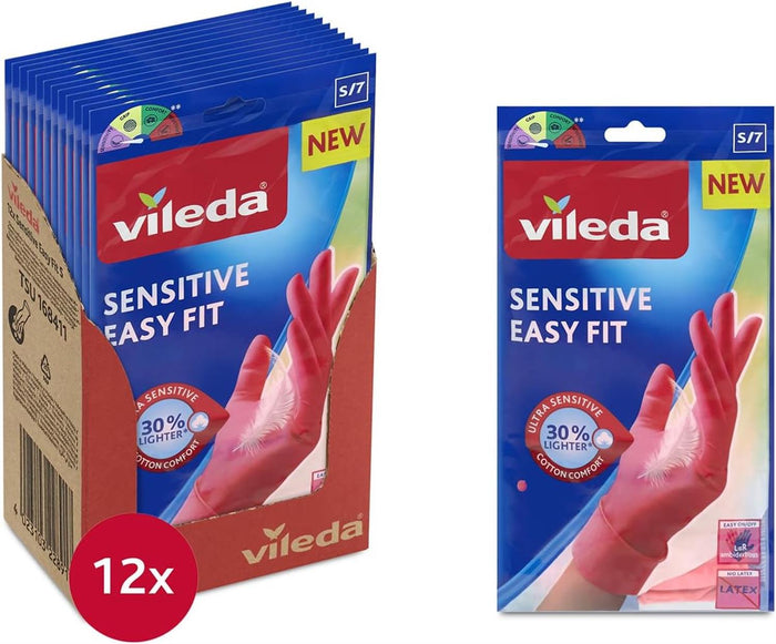 GUANTI VILEDA SET 12 PZ SENSITIVE EASY FIT IN NITRILE TAGLIA S