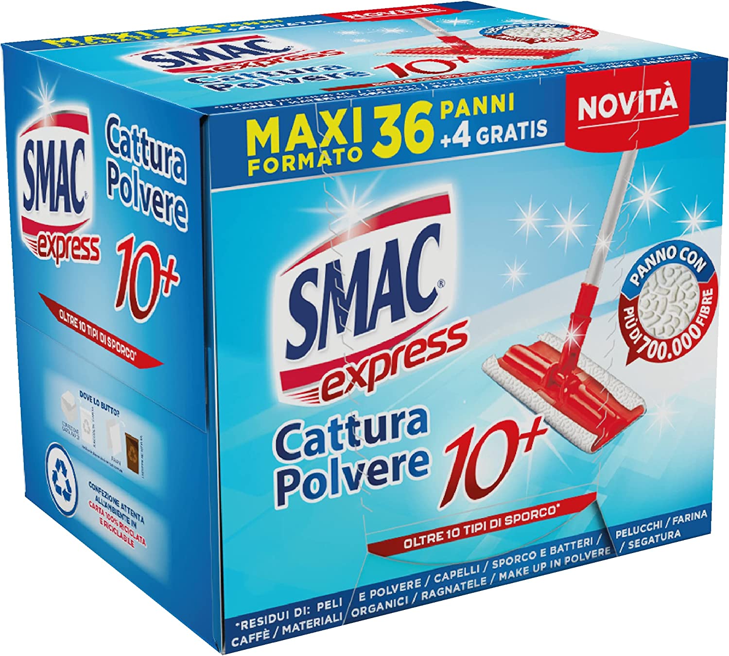 SET 4 CONFEZIONI DI SMAC EXPRESS CATTURA POLVERE 36+4 PANNI IN OMAGGIO