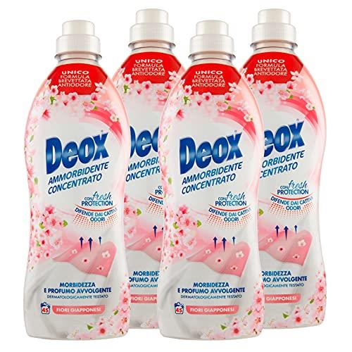 DEOX SET 4 CONFEZIONI AMMORBIDENTE CONCENTRATO LAVATRICE FIORI GIAPPONESI180 LAVAGGI 900 ML L'UNO
