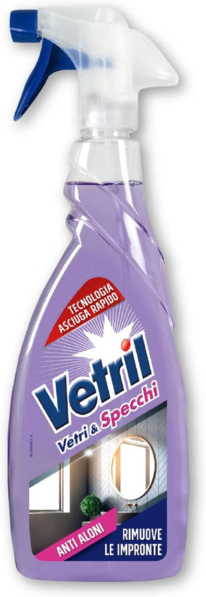 SET 4 PZ DETERGENTE PER VETRI VETRIL DA 650ML ANTIALONI VETRI E SPECCHI