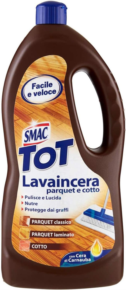 SET 3 SMAC DETERGENTE PAVIMENTI LAVAINCERA PARQUET E COTTO CON CERA DI CARNAUBA AZIONE LUCIDANTE E PROTETTIVA 1000 ML