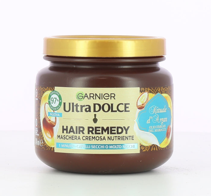 SET 3 GARNIER ULTRA DOLCE MASCHERA NUTRIENTE PER CAPELLI SECCHI RITUALE D'ARGAN HAIR REMEDY 340 ML