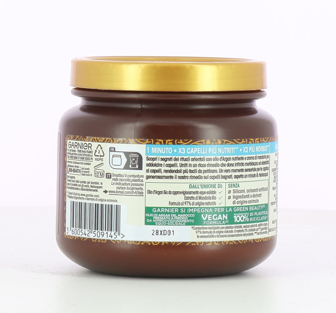 SET 3 GARNIER ULTRA DOLCE MASCHERA NUTRIENTE PER CAPELLI SECCHI RITUALE D'ARGAN HAIR REMEDY 340 ML