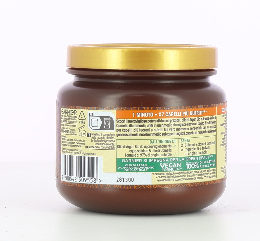 GARNIER ULTRA DOLCE 3 MASCHERE NUTRIENTE PER CAPELLI SECCHI E SPENTI AZIONE IN 1 MINUTO CON GLI OLI MERAVIGLIOS 340 ML