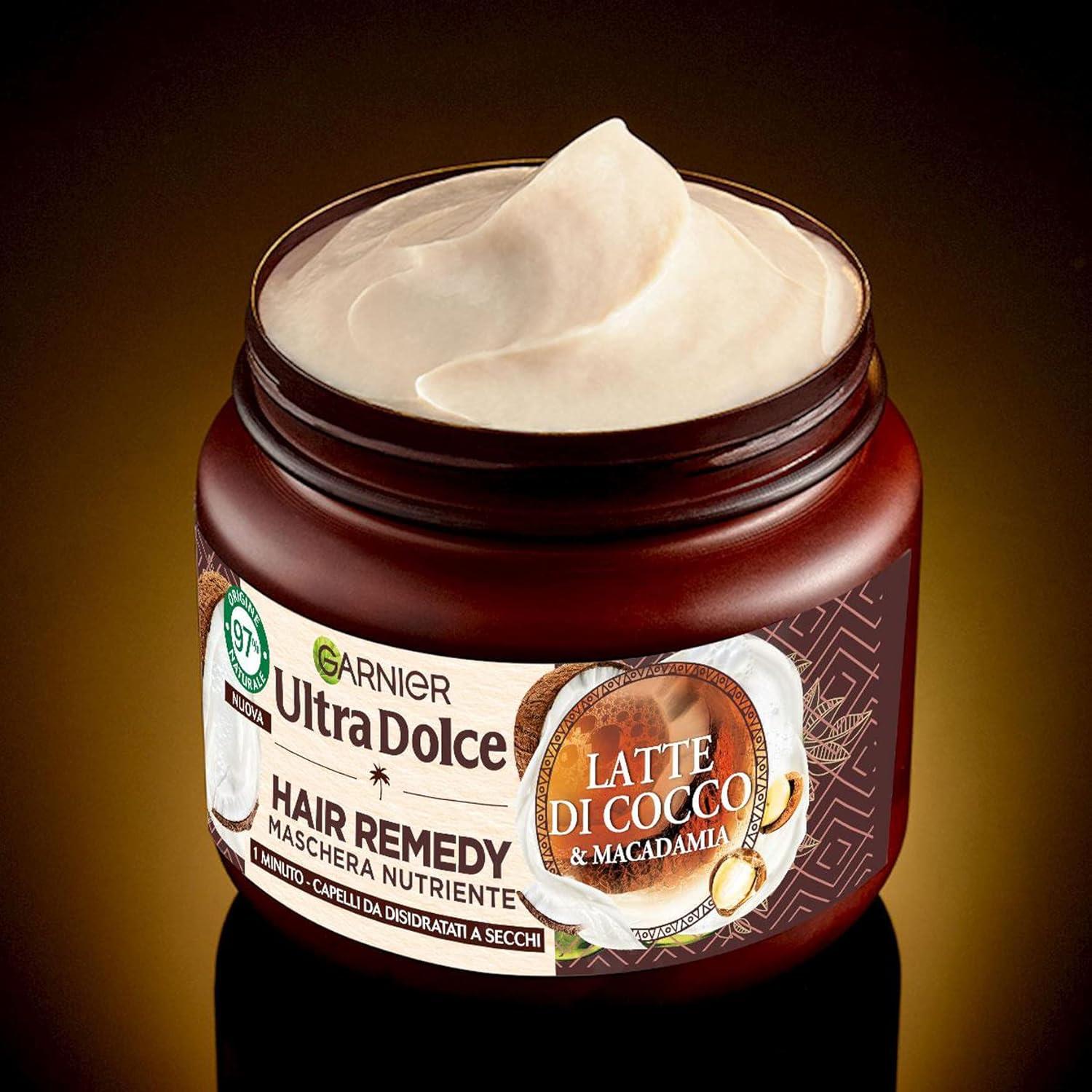 SET 3 GARNIER ULTRA DOLCE MASCHERA CAPELLI DA DISIDRATATI A SECCHI AZIONE IN 1 MINUTO CON LATTE DI COCCO E MACADAMIA 340 ML
