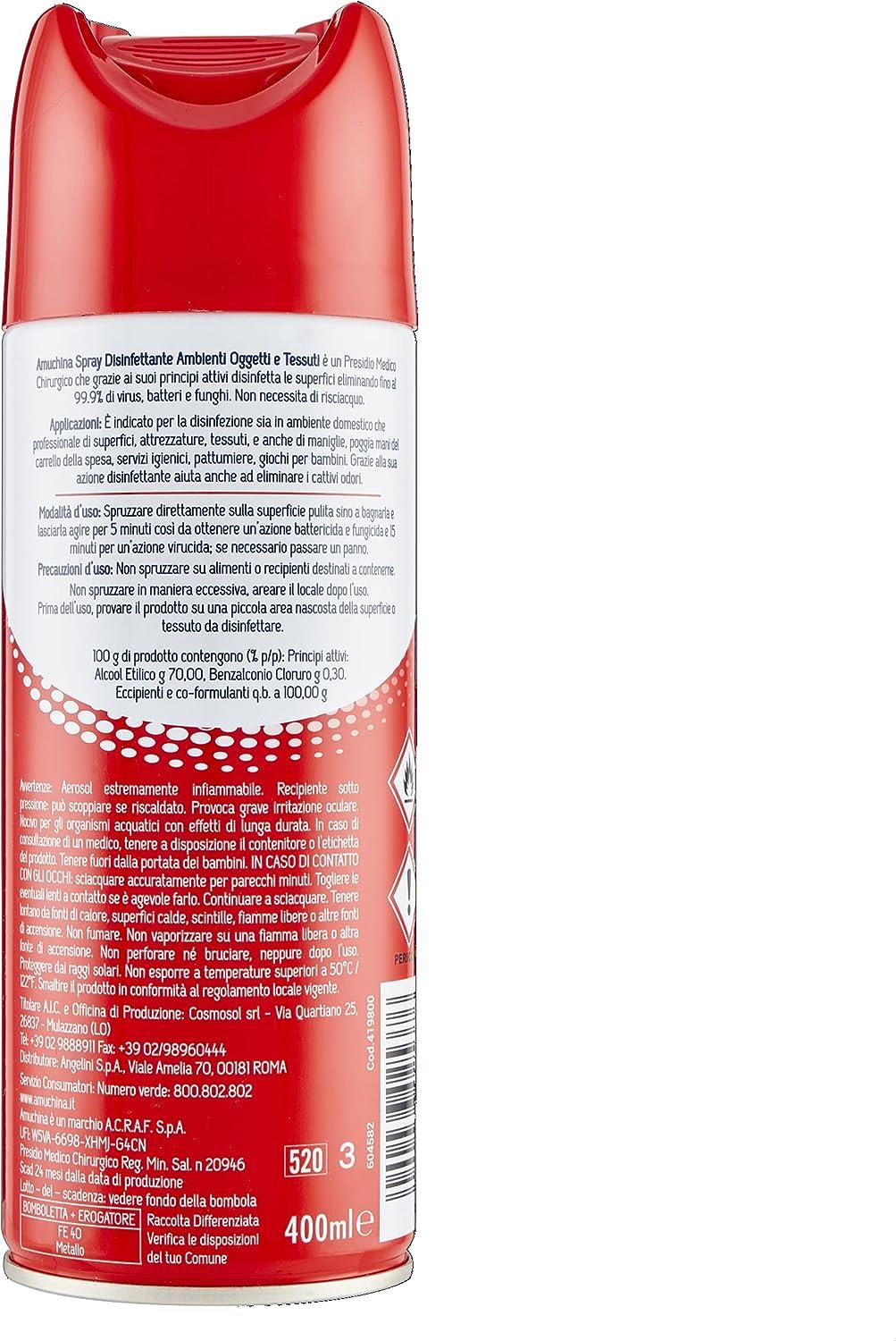 AMUCHINA SPRAY DISINFETTANTE VIRUCIDA PER AMBIENTI 400 ML X2