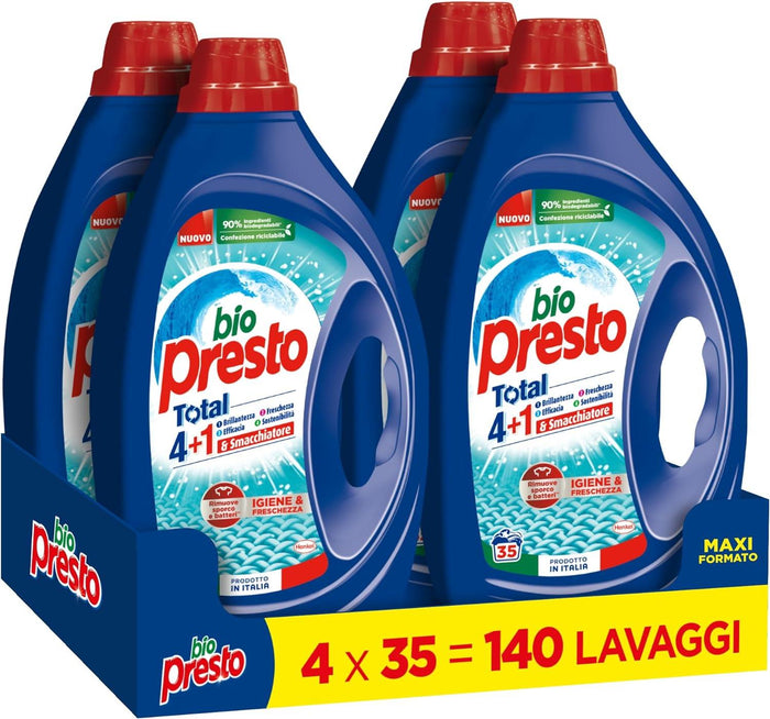 SET 4 PZ BIOPRESTO DETERSIVO PER LAVTRIECE DA 35 LAVAGGI IGIENE E FRESCHEZZA