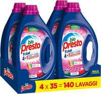 SET 4 PZ BIOPRESTO DETERSIVO PER LAVATRICE DA 35 LAVAGGI CAPI COLORATI
