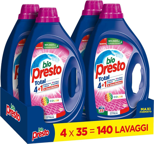 SET 4 PZ BIOPRESTO DETERSIVO PER LAVATRICE DA 35 LAVAGGI CAPI COLORATI