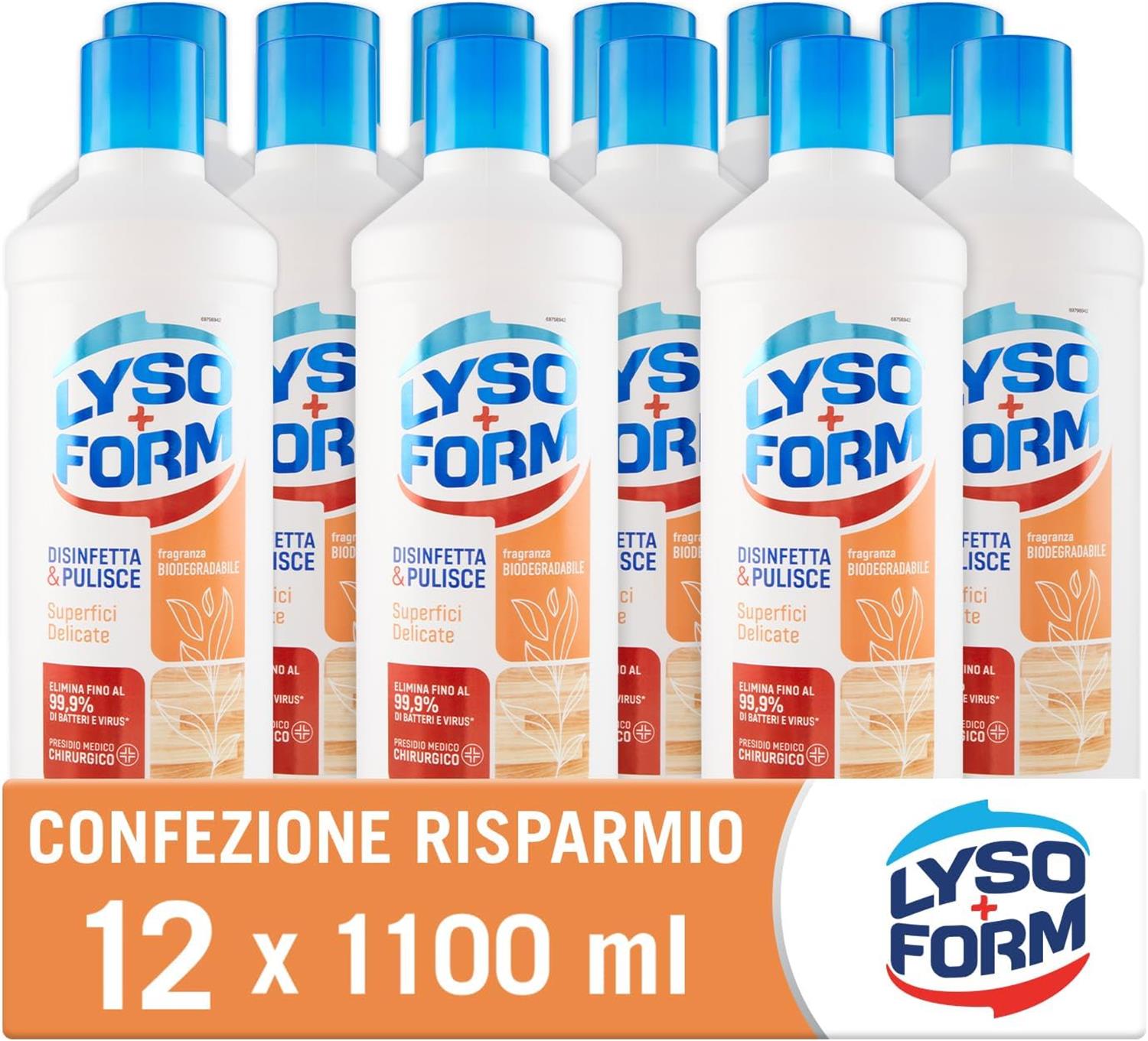 LYSOFORM PAVIMENTI PER GRES & PIASTRELLE SET 12 PZ X 1.1 LT SUPERFICI DELICATE BIODEGRADABILE