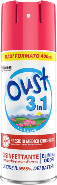 OUST 3 IN 1 SPRAY ELIMINA ODORI DISINFETTANTE DA 400 ML OPENAIR ROSA