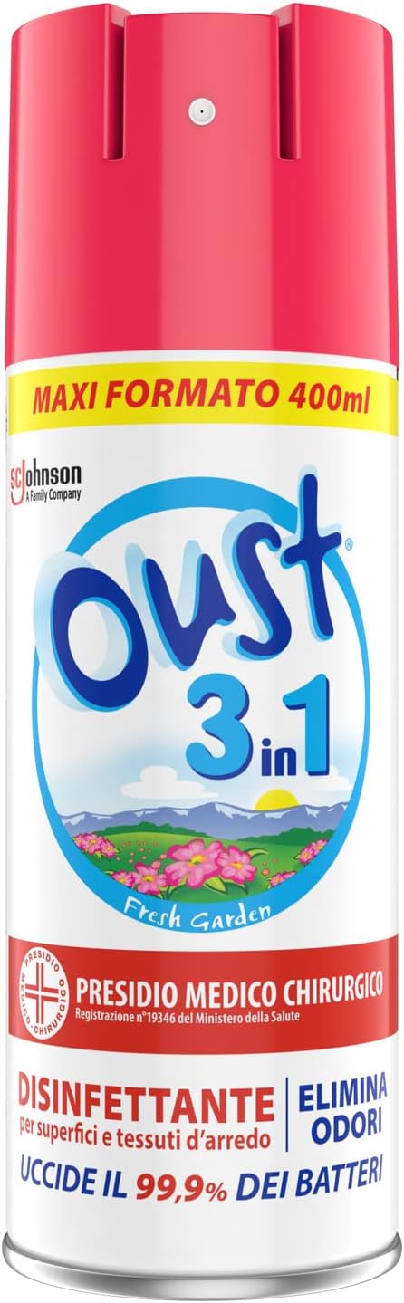 OUST 3 IN 1 SPRAY ELIMINA ODORI DISINFETTANTE DA 400 ML OPENAIR ROSA