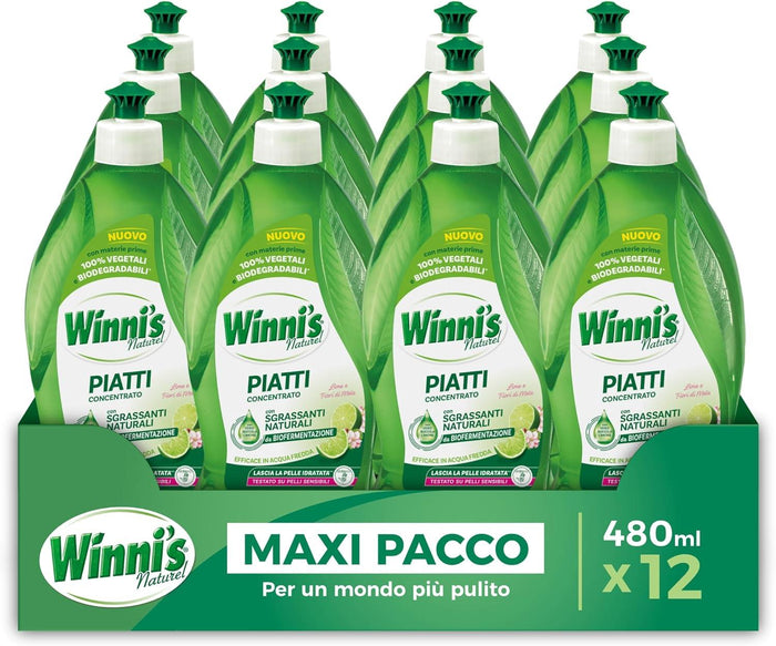 WINNI'S CONFEZIONE 12 PEZZI DETERSIVO PER I PIATTI DA X 480 ML LIME E FIORI MELA