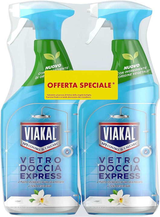 SET 2 VIAKAL VETRO DOCCIA EXPRESS FIORI ELEGANTI 720 ML SENZA RISCIACQUO