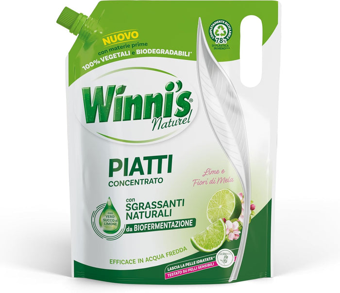 WINNI'S RICARICA SET 4 PEZZI DETERGENTE PIATTI DA 900ML LIME E FIORI DI MELA