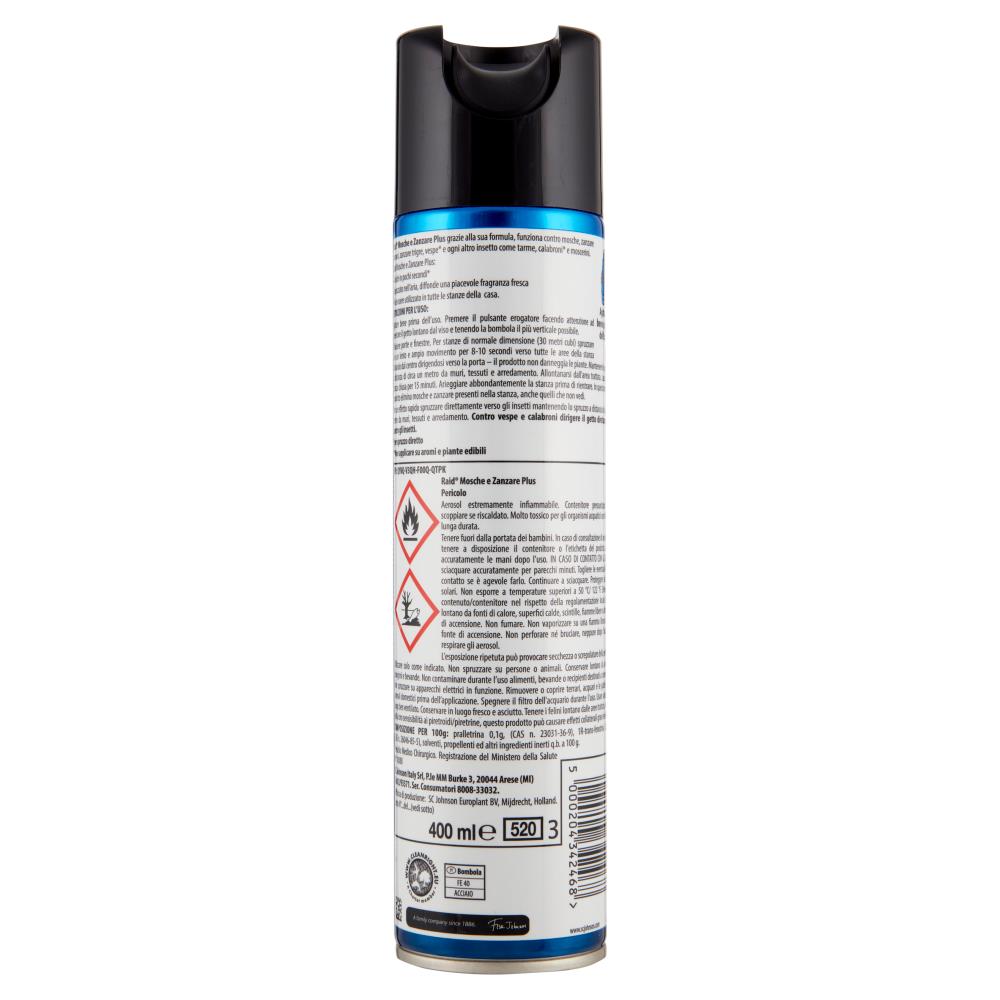 SET 12 RAID MOSCHE E ZANZARE SPRAY INSETTICIDA. ANTIZANZARE E ANTIMOSCHE. AZIONE RAPIDA. 400 ML