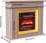 Lampada da Camino elettrica - Fiamma simulata - Lampada da terra a LED - Funzione di riscaldamento - Credenza da camino