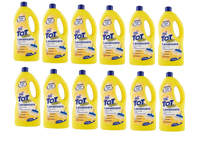 SET 12 CONFEZIONI SMAC TOT GIALLO DETERGENTE LAVAINCERA CON CERA DI CARNUBA 1 LT