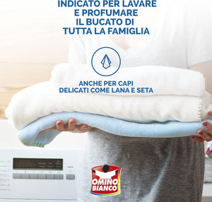 SET 4 OMINO BIANCO DETERSIVO BIVALENTE LIQUIDO LAVAGGIO A MANO E IN LAVATRICE ESSENZA MUSCHIO BIANCO 1000 ML