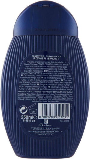 SET 6 FELCE AZZURRA POWER SPORT SHOWER DOCCIA SHAMPOO UOMO ENERGIZZANTE 250 ML