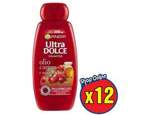 KIT 12 ULTRA DOLCE SHAMPOO OLIO DI ARGAN E MIRTILLO ROSSO 300 ML
