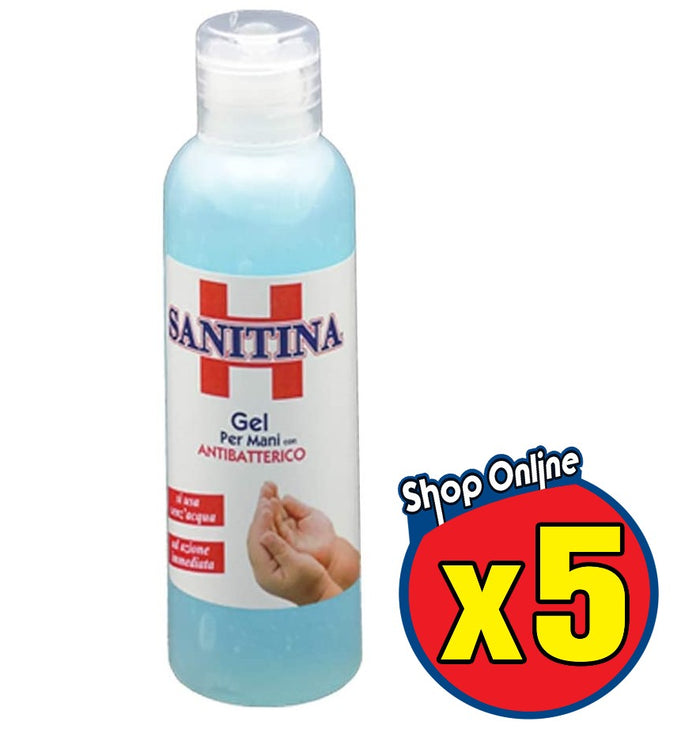 SANITINA GEL MANI IDROALCOLICO SENZA RISCIACQUO CON 60% ALCOOL 5 X 125 ML