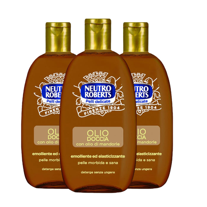SET 3 CONFEZIONI NEUTRO ROBERTS DETERGENTE OLIO DOCCIA 250ML MANDORLA
