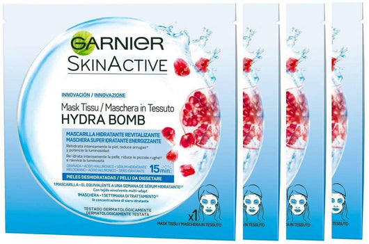 SET 4 MASCHERE IN TESSUTO GARNIER SKIN ACTIVE IDRATANTI ED ENERGIZZANTI