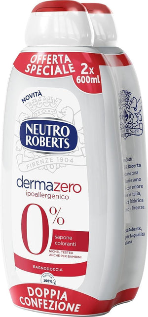 NEUTRO ROBERTS SET 2 PZ BAGNODOCCIA DERMAZERO IPOALLERGENICO DA 600 ML L'UNO