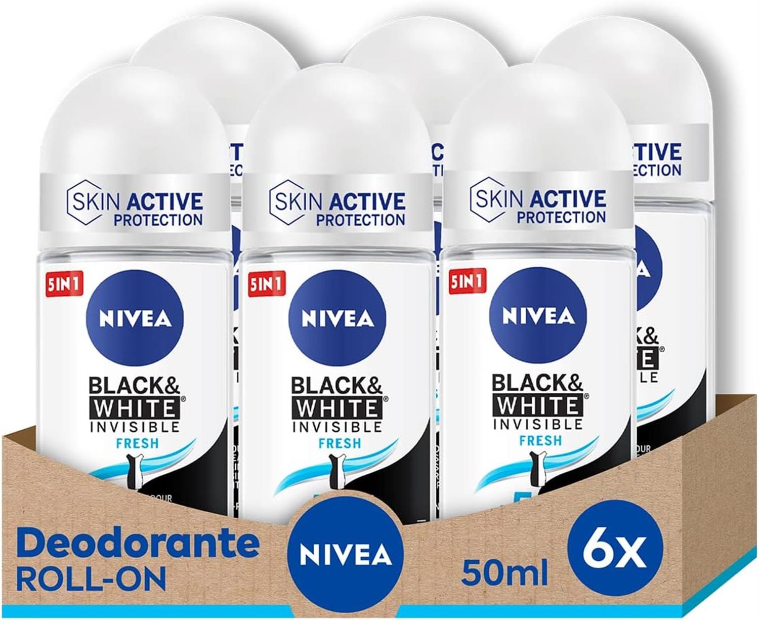 NIVEA SET 6 PZ BLACK & WHITE INVISIBLE FRESH ANTI-PERSPIRANT 50 ML L'UNO