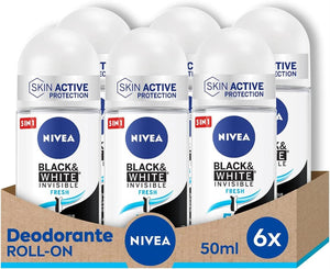 NIVEA SET 6 PZ BLACK & WHITE INVISIBLE FRESH ANTI-PERSPIRANT 50 ML L'UNO