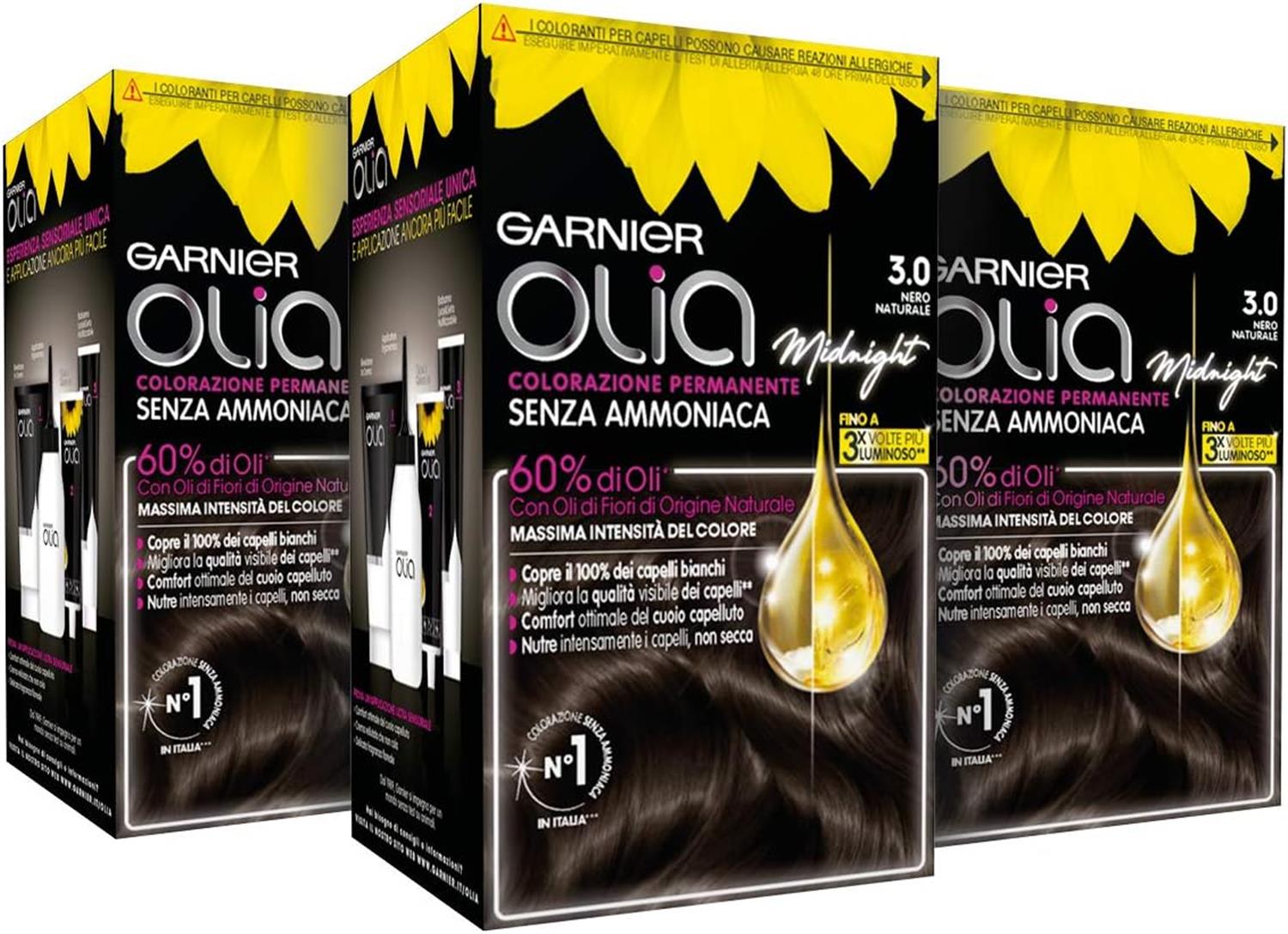 GARNIER SET 3 PZ OLIA TINTA CAPELLI 3.0 SOFT NERO NATURALE