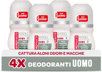 BOROTALCO ROLL-ON SET 4 PZ UOMO 50 ML'UNO FORMULA SENZA ALCOOL EFFICACIA FRESCA 48H ROSSO