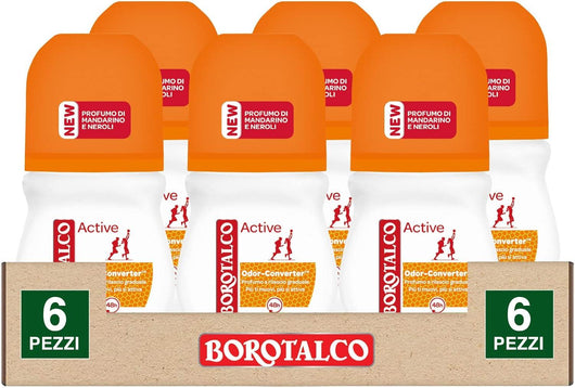 BOROTALCO ROLL-ONSE T 6 PZ 50 ML L'UNO FORMULA SENZA ALCOOL EFFICACIA FRESCA 48H ARANCIONE