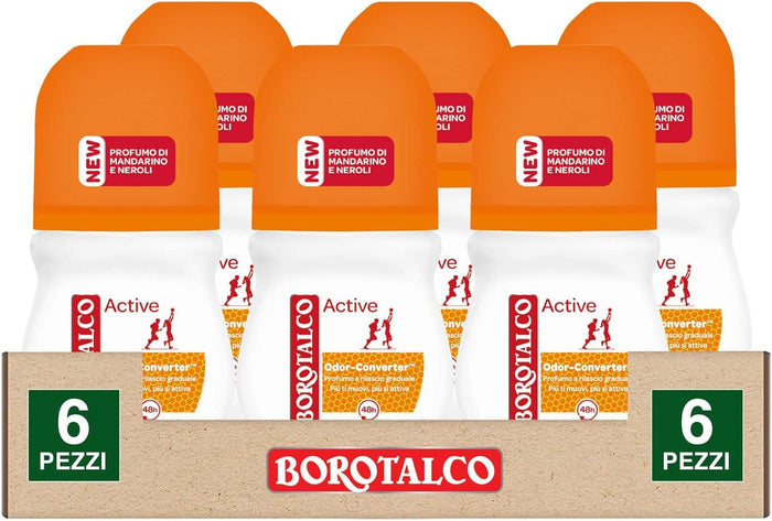 BOROTALCO ROLL-ONSE T 6 PZ 50 ML L'UNO FORMULA SENZA ALCOOL EFFICACIA FRESCA 48H ARANCIONE